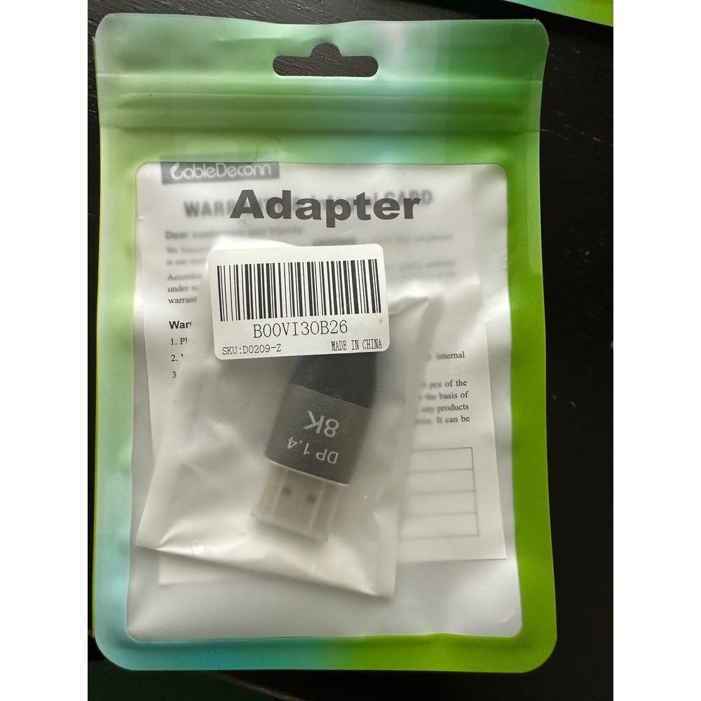 CableDeconn 8K DisplayPort 1.4 Adapter Gray Black D0209-Z NIP